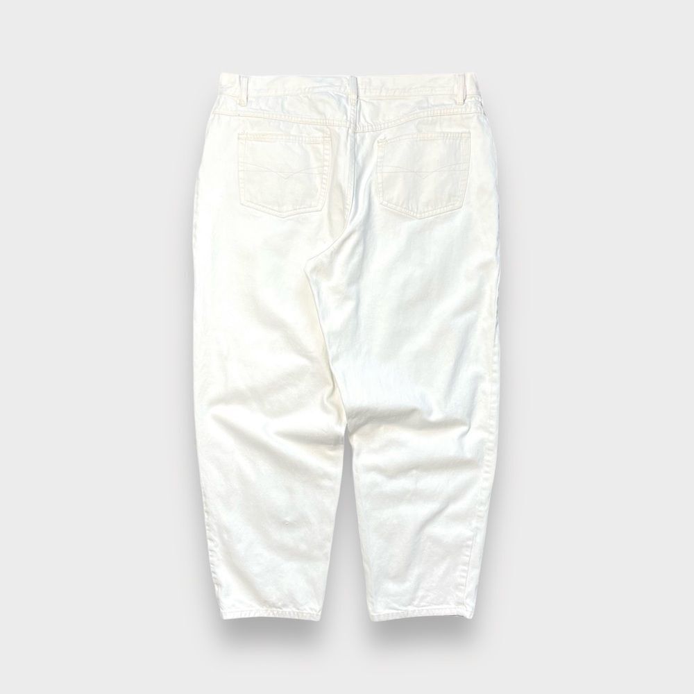 Vtg 90s Anchor Blue Loose White Jeans, Baggy Skate Grunge Wide Leg, Heavy 38 30 - Picture 2 of 7